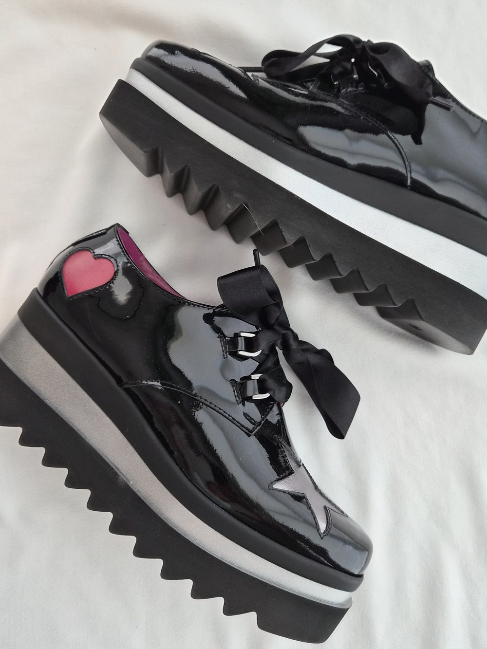 MARCO MOREO Black Patent Platform Oxfords with Accents - Picture 5 of 9